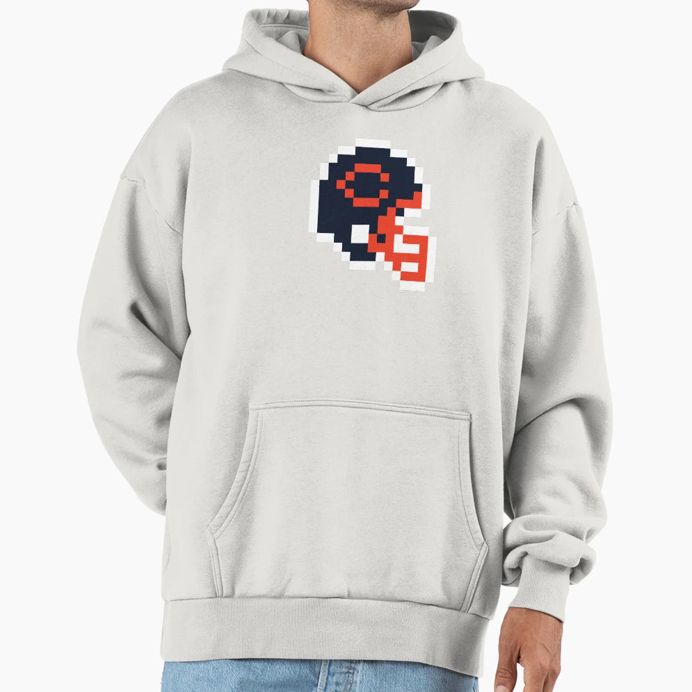 Chicago Bears 8 Bit Football Helmet Hoodie - Custom Art Print Men Women - T-Shirt, Sweatshirt, Hoodie