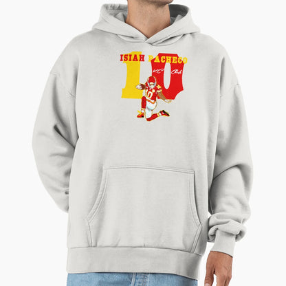 Isiah Pacheco 10 Kc Chiefs Hoodie - Fun Novelty Design for Adults - T-Shirt, Sweatshirt, Hoodie