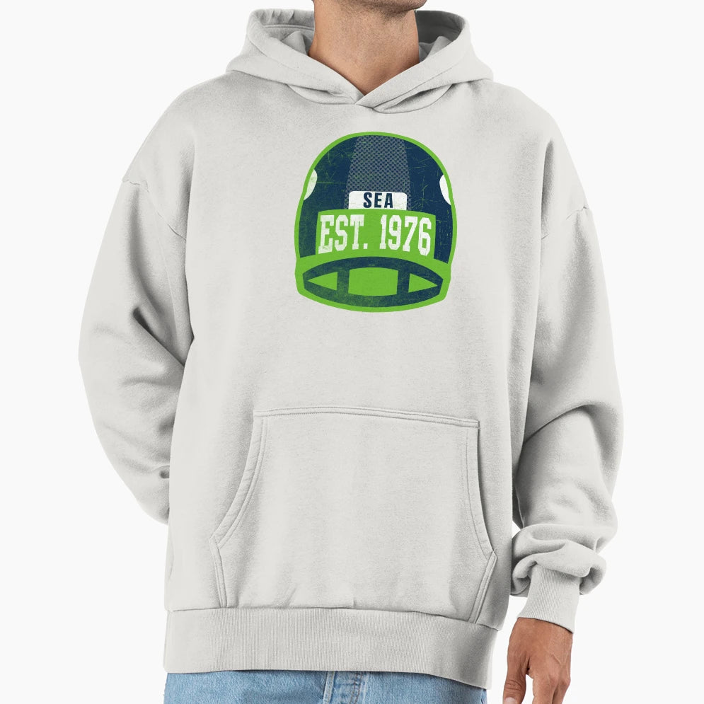 Seattle Throwback Football Helmet Hoodie - Novelty Apparel for Adults - T-Shirt, Sweatshirt, Hoodie