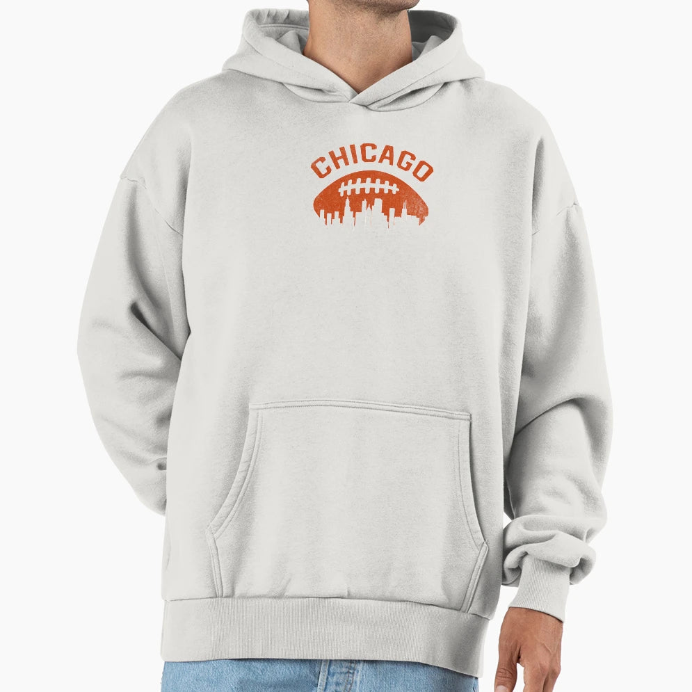 Chicago Illinois Cityscape Football Hoodie - Graphic Print for Adults - T-Shirt, Sweatshirt, Hoodie