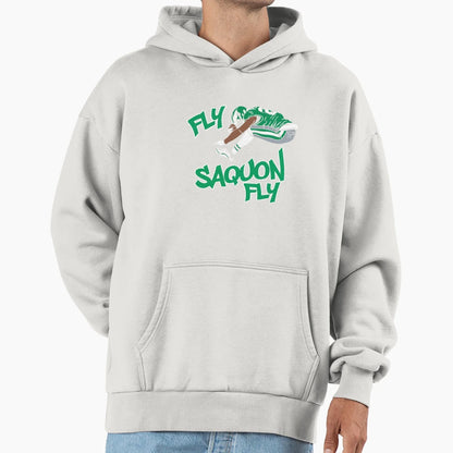 Fly Saquon Fly Cartoon Version Hoodie - Unique Graphic for Adults - T-Shirt, Sweatshirt, Hoodie