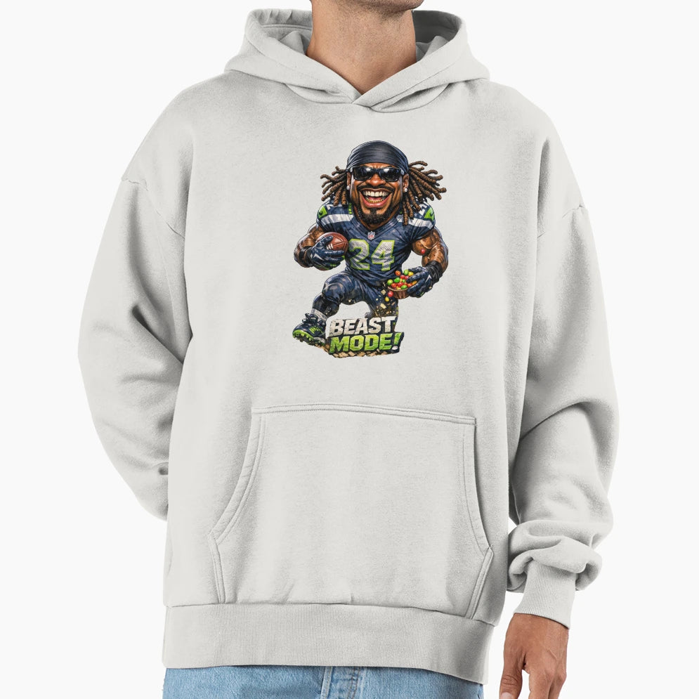 Beastmode Lynch Caricature Hoodie - Graphic Print for Adults - T-Shirt, Sweatshirt, Hoodie