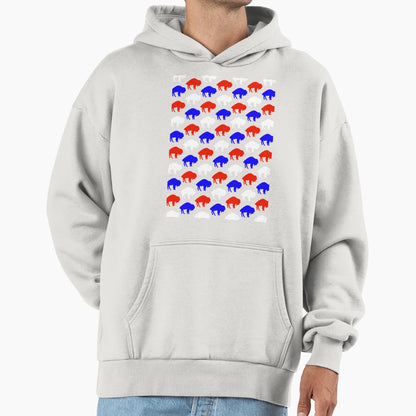 Standing Buffalo Pattern Hoodie - Trendy Graphic Men Women - T-Shirt, Sweatshirt, Hoodie