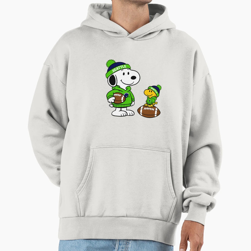 Seattle Seahawks Snoopy And Hoodie - Casual Everyday Wear Men Women - T-Shirt, Sweatshirt, Hoodie