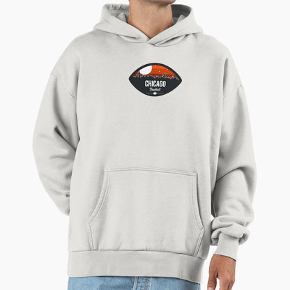 Chicago Football Skyline Badge Hoodie - Custom Art Print Unisex - T-Shirt, Sweatshirt, Hoodie