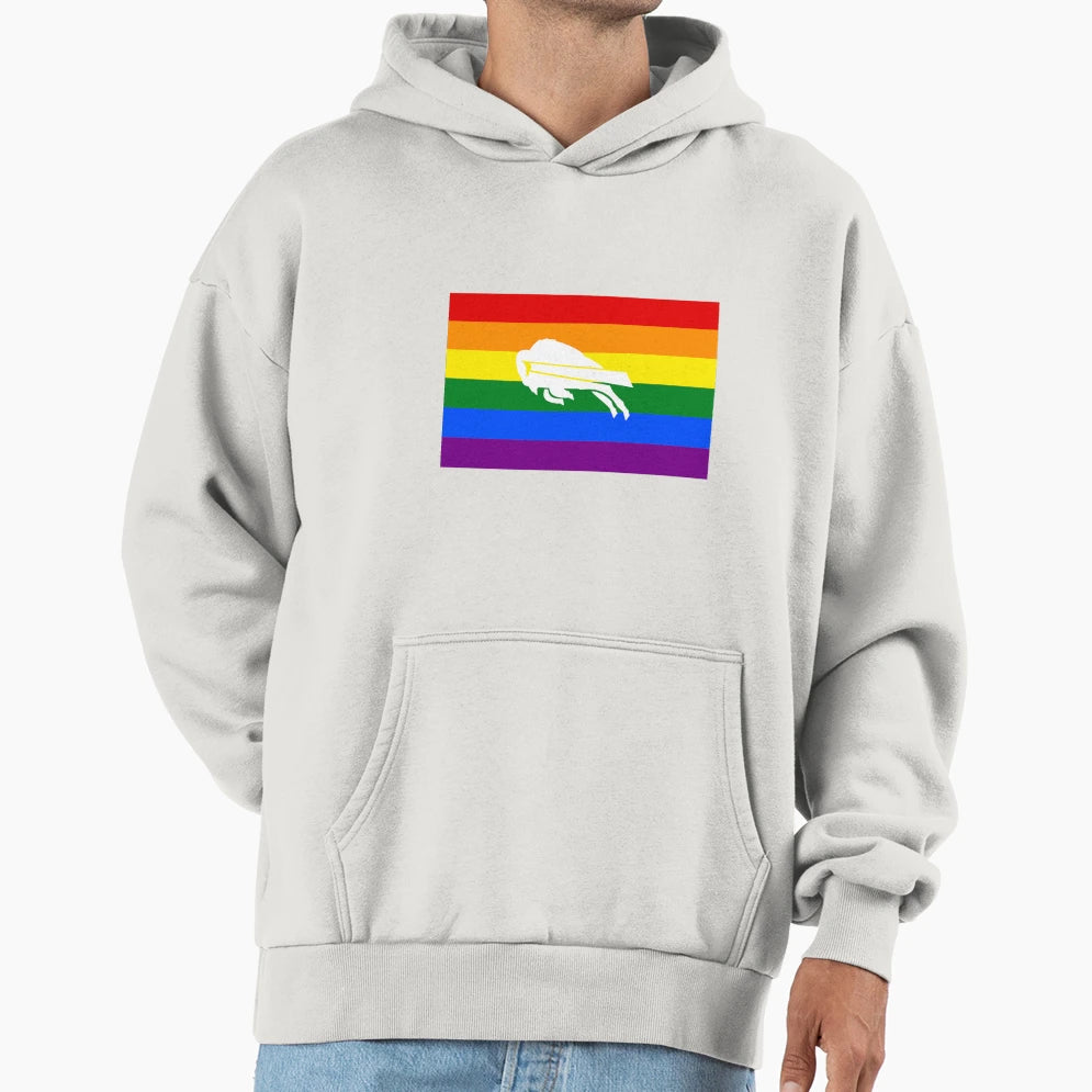 Lgbtq Buffalo Bills White Hoodie - Novelty Apparel for Adults - T-Shirt, Sweatshirt, Hoodie