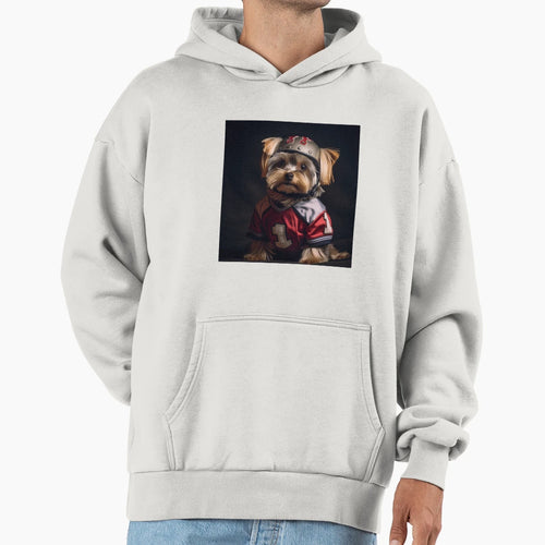 Football Yorkie Hoodie - Unique Graphic for Adults - T-Shirt, Sweatshirt, Hoodie