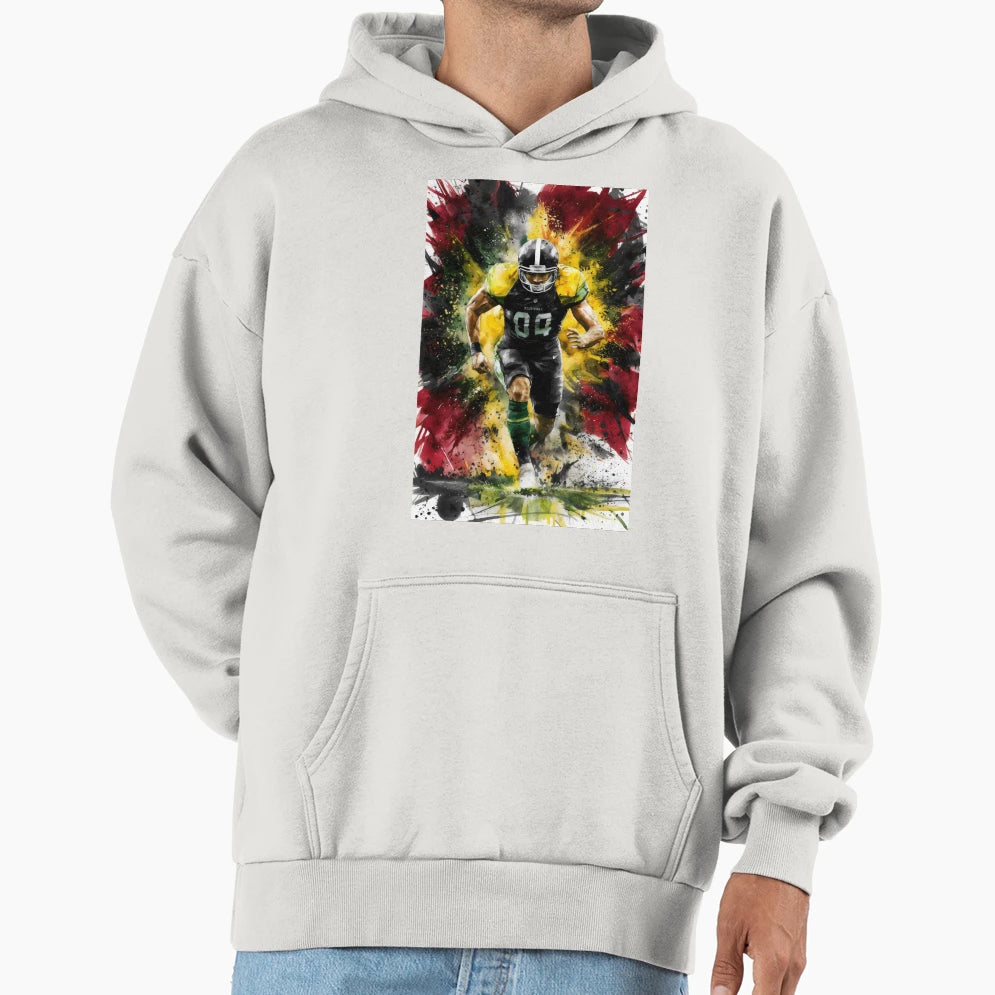 American Football Player Running Hoodie - Minimalist Print Men Women - T-Shirt, Sweatshirt, Hoodie