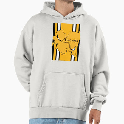 Pittsburgh City Map Team Colors T-Shirt - Aesthetic Graphic Men Women - T-Shirt, Sweatshirt, Hoodie