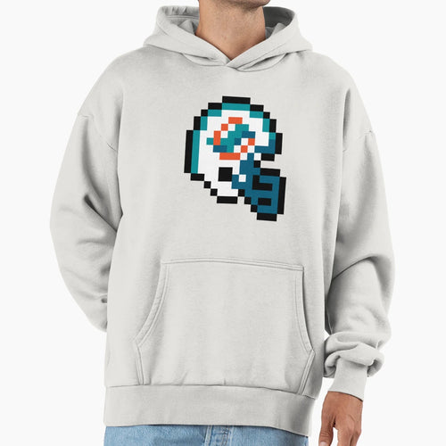 Miami Dolphins 8 Bit Football Helmet Hoodie - Minimalist Print for Adults - T-Shirt, Sweatshirt, Hoodie