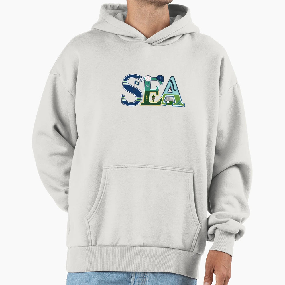 Seattle City Sports 5 Teams Hoodie - Trendy Graphic Men Women - T-Shirt, Sweatshirt, Hoodie