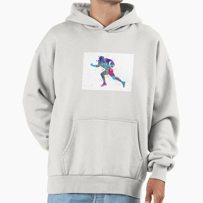 American Football Player Watercolor Hoodie - Trendy Graphic Unisex - T-Shirt, Sweatshirt, Hoodie