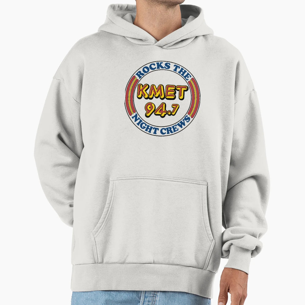 Kmet 94 7 Fm Rocks Night Crews T-Shirt - Casual Everyday Wear Unisex - T-Shirt, Sweatshirt, Hoodie
