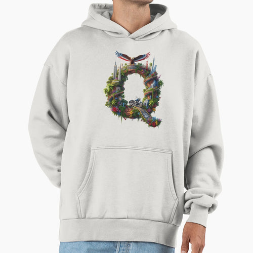 Alphabet Usa Q Hoodie - Trendy Graphic Unisex - T-Shirt, Sweatshirt, Hoodie