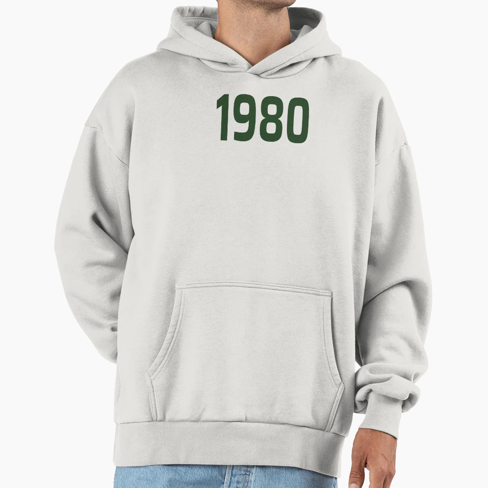 1980 Year Typography Hoodie - Minimalist Print Men Women - T-Shirt, Sweatshirt, Hoodie