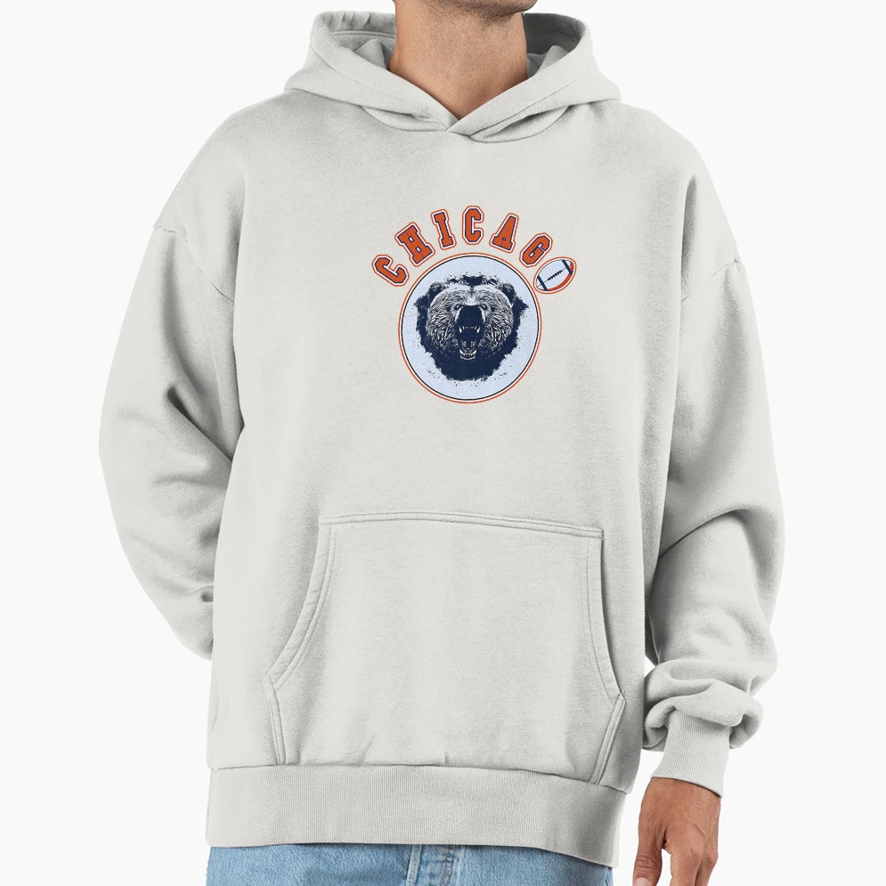 Chicago Football Bear Illinois Hoodie - Aesthetic Graphic Men Women - T-Shirt, Sweatshirt, Hoodie