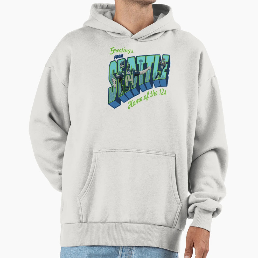 Greetings From Seattle Hoodie - Casual Everyday Wear Unisex - T-Shirt, Sweatshirt, Hoodie