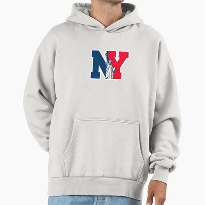 Ny Statue Liberty Red White Blue Hoodie - Novelty Apparel Men Women - T-Shirt, Sweatshirt, Hoodie