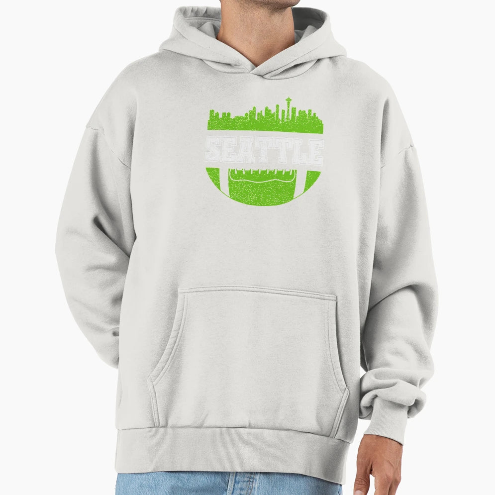 Seahawks Football Fan Seattle Skyline Hoodie - Unique Graphic Unisex - T-Shirt, Sweatshirt, Hoodie