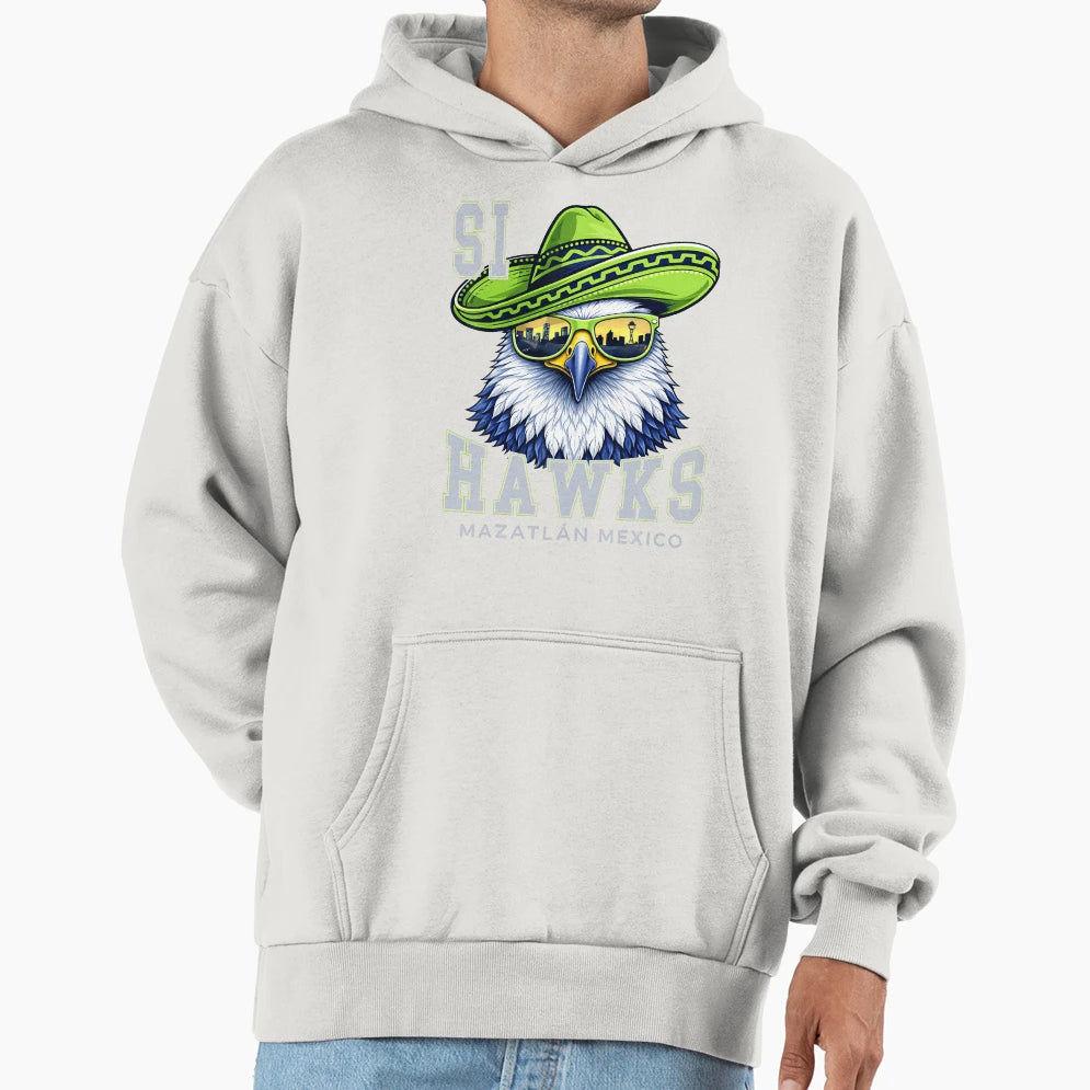Si Hawks Seattle Funny Parody Mexico Hoodie - Minimalist Print for Adults - T-Shirt, Sweatshirt, Hoodie
