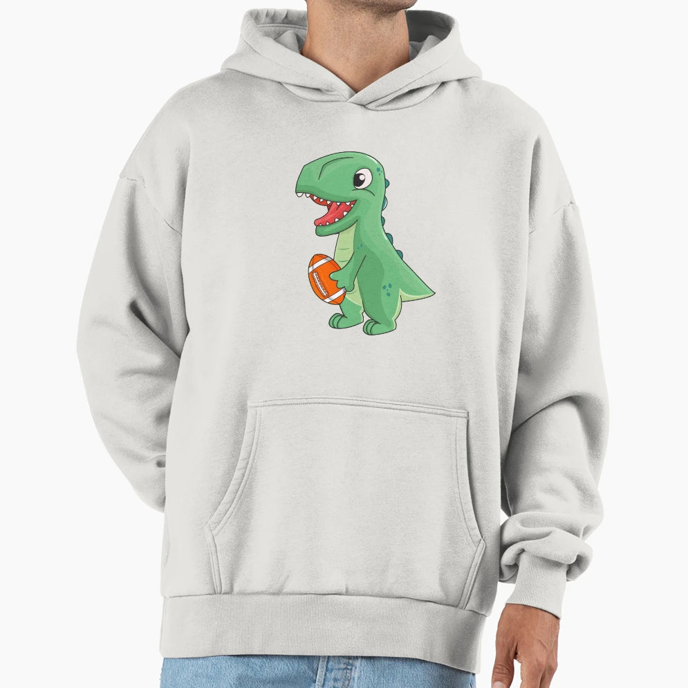 Dinosaur Playing American Football Hoodie - Custom Art Print for Adults - T-Shirt, Sweatshirt, Hoodie