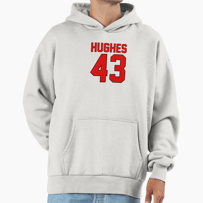 Luke Hughes Jersey Hoodie - Unique Graphic for Adults - T-Shirt, Sweatshirt, Hoodie