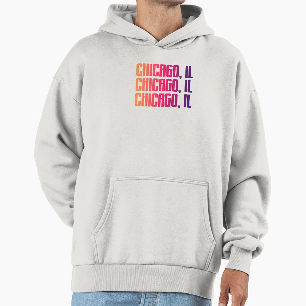 Chicago Il Hoodie - Aesthetic Graphic Men Women - T-Shirt, Sweatshirt, Hoodie