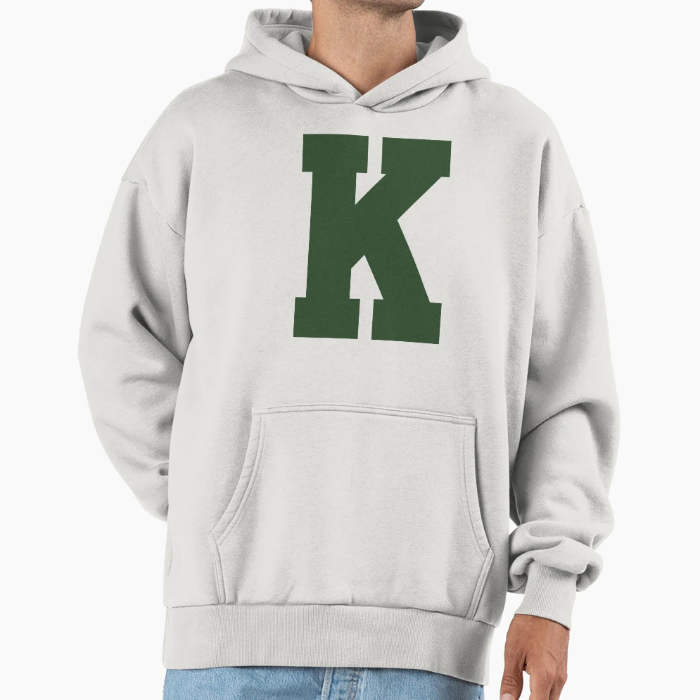 Alphabet Green K Sports Letter K Hoodie - Casual Everyday Wear Men Women - T-Shirt, Sweatshirt, Hoodie