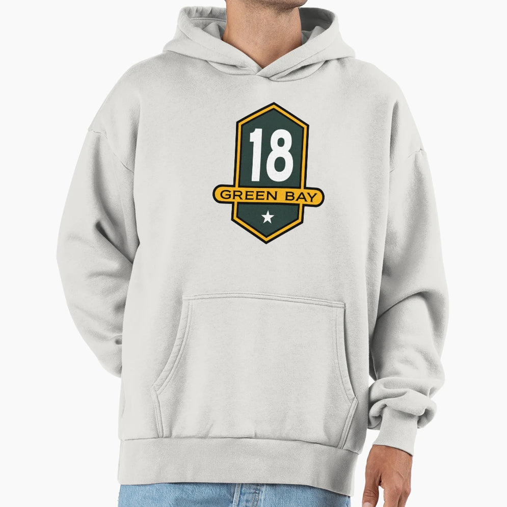 Green Bay 18 Emblem Hoodie - Trendy Graphic Men Women - T-Shirt, Sweatshirt, Hoodie