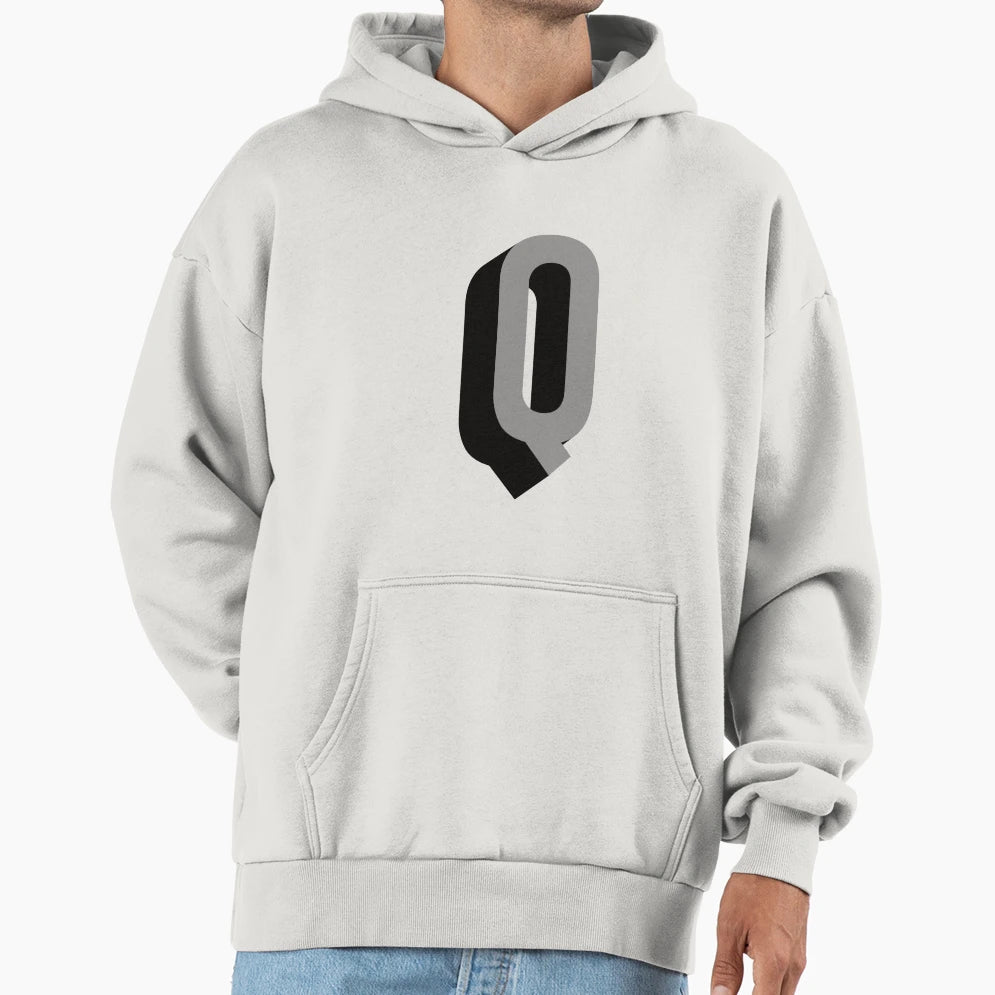 Grey And Black Q Film Noir Monogram Hoodie - Novelty Apparel Men Women - T-Shirt, Sweatshirt, Hoodie
