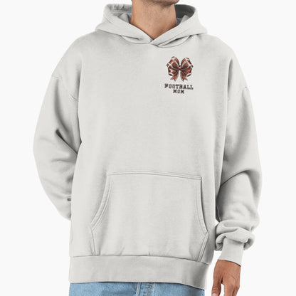Football Bow Football Mom Text Leather Hoodie - Novelty Apparel for Adults - T-Shirt, Sweatshirt, Hoodie