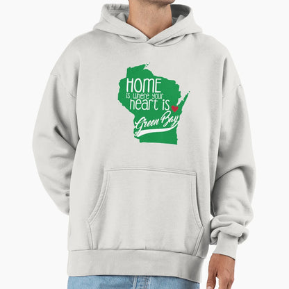 Home Is Green Bay Hoodie - Minimalist Print Unisex - T-Shirt, Sweatshirt, Hoodie