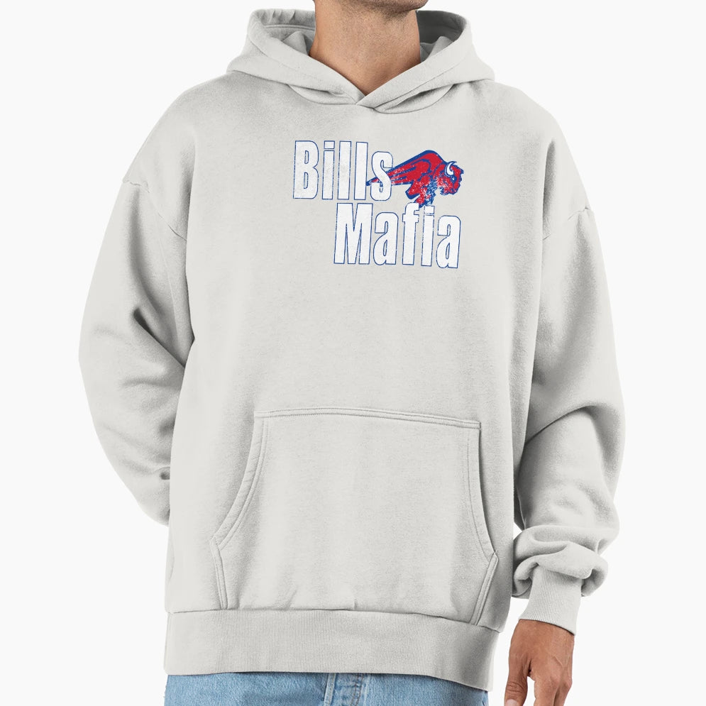 Buffalo Mafia Charging Bison Grunge Hoodie - Casual Everyday Wear Unisex - T-Shirt, Sweatshirt, Hoodie
