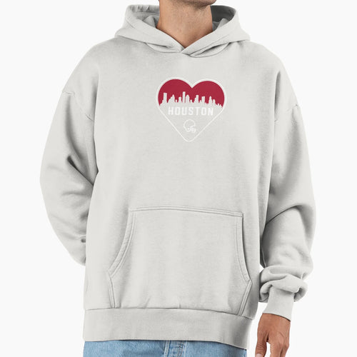 I Love Houston Football Heart City Hoodie - Trendy Graphic for Adults - T-Shirt, Sweatshirt, Hoodie