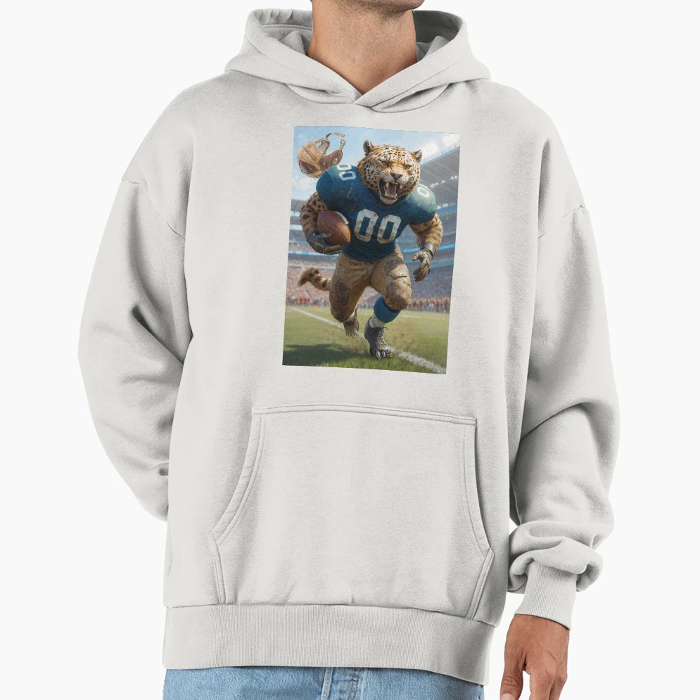 Old School Gridiron Jaguar Mascot Hoodie - Fun Novelty Design for Adults - T-Shirt, Sweatshirt, Hoodie