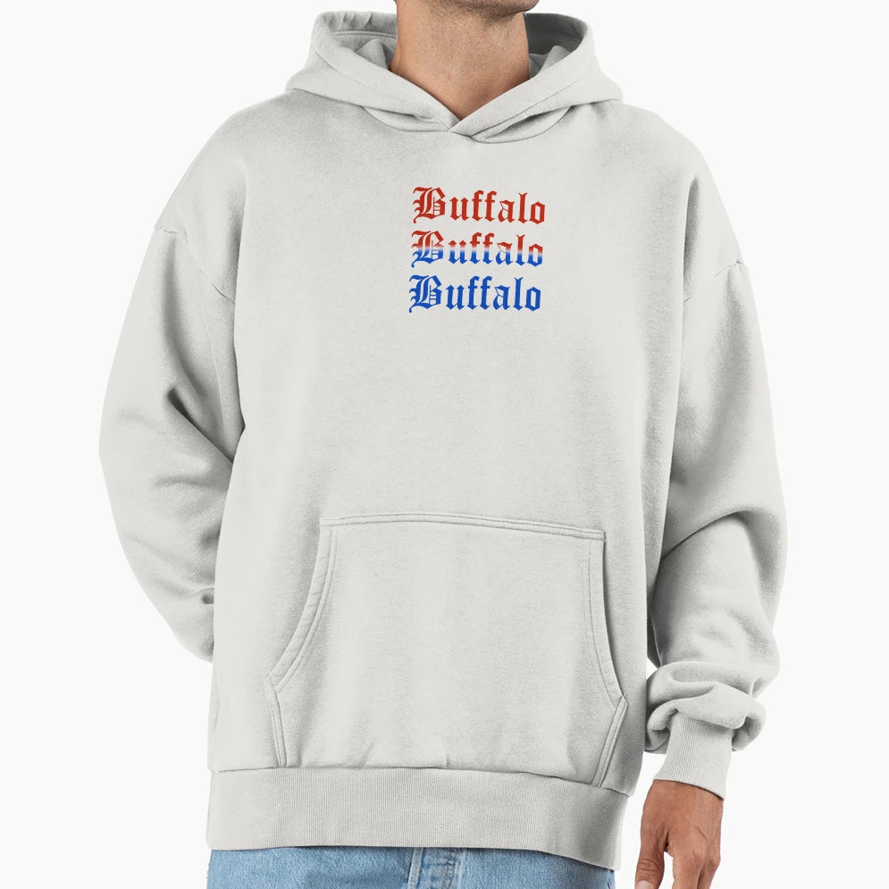 Buffalo 3Peat Red White And Blue Hoodie - Casual Everyday Wear for Adults - T-Shirt, Sweatshirt, Hoodie