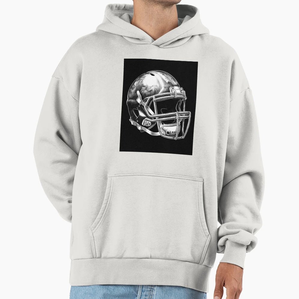 Black And White Football Helmet Hoodie - Custom Art Print for Adults - T-Shirt, Sweatshirt, Hoodie