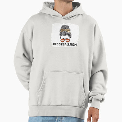 Football Mom Messy Bun Sunglasses Leopard Hoodie - Minimalist Print Unisex - T-Shirt, Sweatshirt, Hoodie