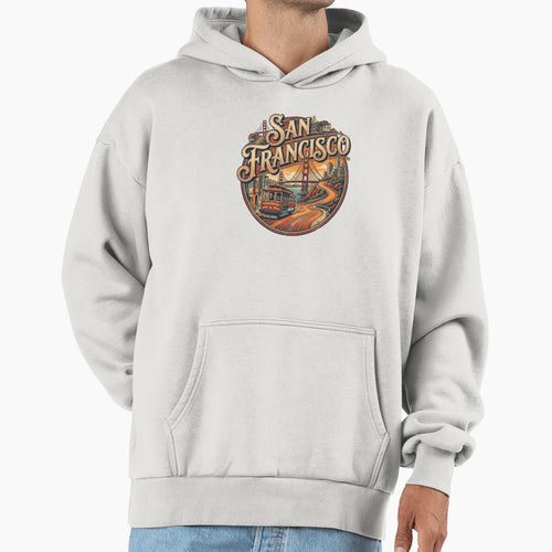 San Francisco Cityscape Travel Art Hoodie - Graphic Print Unisex - T-Shirt, Sweatshirt, Hoodie