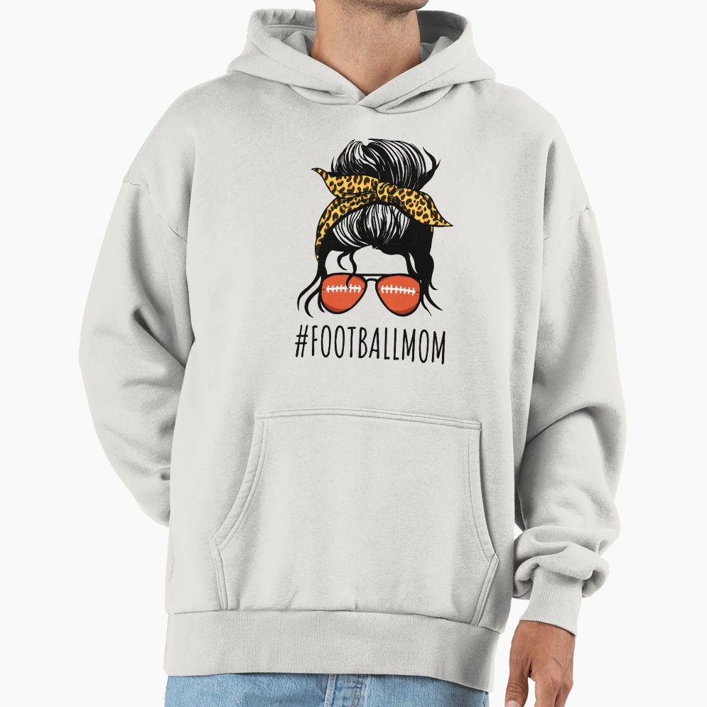 American Football Mom Leopard And Hoodie - Casual Everyday Wear for Adults - T-Shirt, Sweatshirt, Hoodie