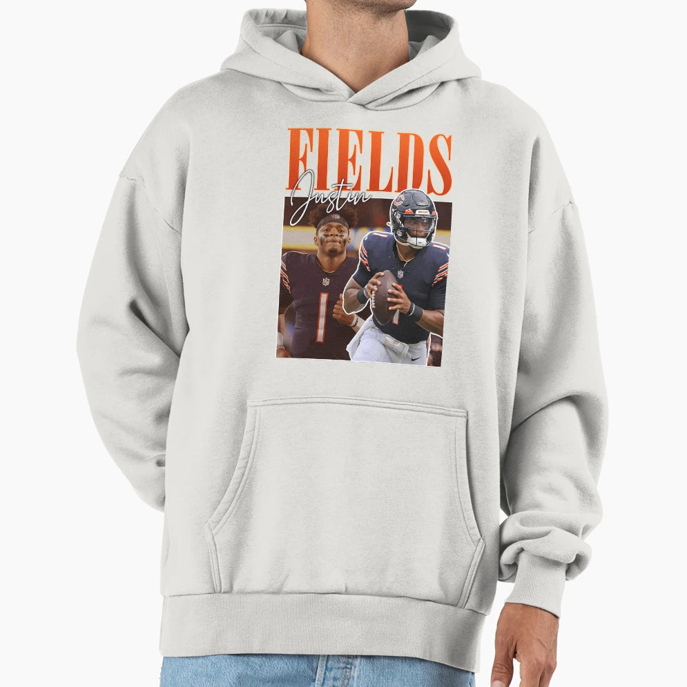 Justin Fields 90S Hoodie - Fun Novelty Design for Adults - T-Shirt, Sweatshirt, Hoodie