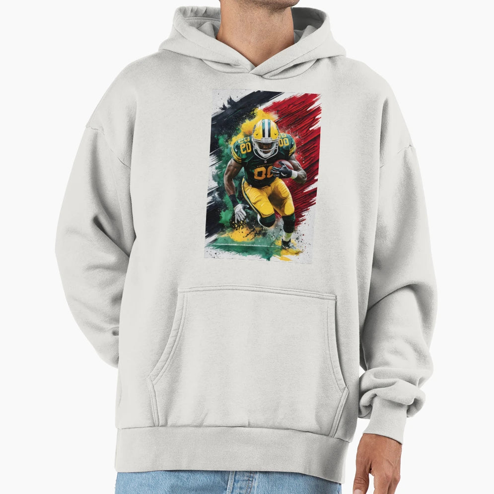 Dynamic Run Football Player Ball Hoodie - Novelty Apparel Men Women - T-Shirt, Sweatshirt, Hoodie