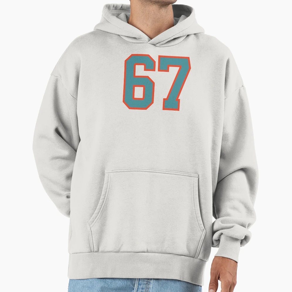 67 Number Aqua Orange Lucky Sports Hoodie - Fun Novelty Design Men Women - T-Shirt, Sweatshirt, Hoodie