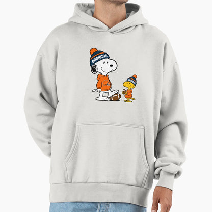 Denver Broncos Snoopy And Woodstock Hoodie - Novelty Apparel Unisex - T-Shirt, Sweatshirt, Hoodie