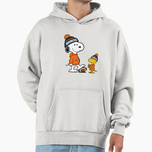 Denver Broncos Snoopy And Woodstock Hoodie - Novelty Apparel Unisex - T-Shirt, Sweatshirt, Hoodie