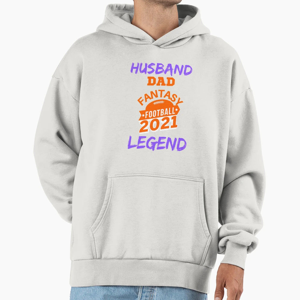 Husband Dad Fantasy Football Legend Hoodie - Trendy Graphic Unisex - T-Shirt, Sweatshirt, Hoodie