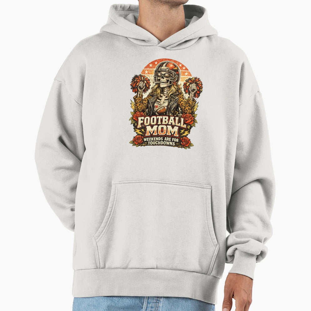 Football Mom Skull Mom Hoodie - Trendy Graphic Men Women - T-Shirt, Sweatshirt, Hoodie