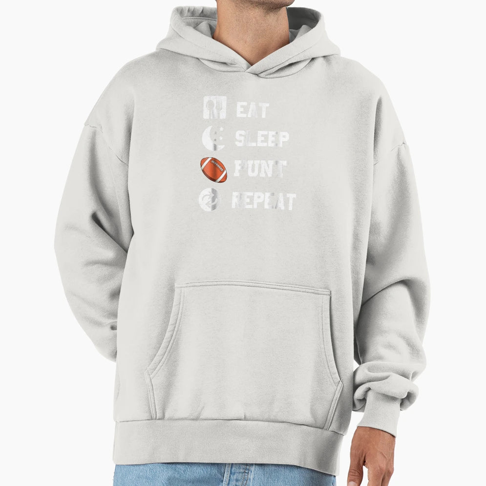 Eat Sleep Punt Repeat Player Hoodie - Novelty Apparel Men Women - T-Shirt, Sweatshirt, Hoodie