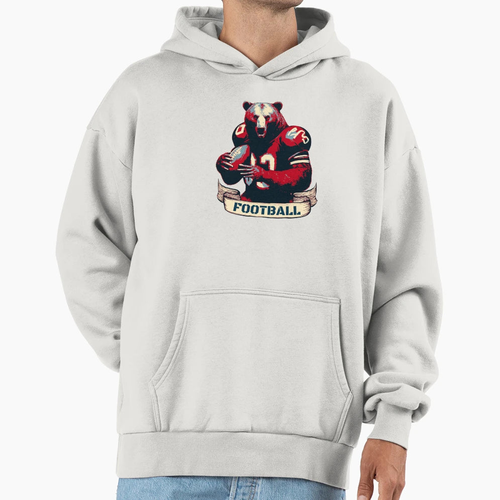 American Football Bear Hoodie - Fun Novelty Design Men Women - T-Shirt, Sweatshirt, Hoodie