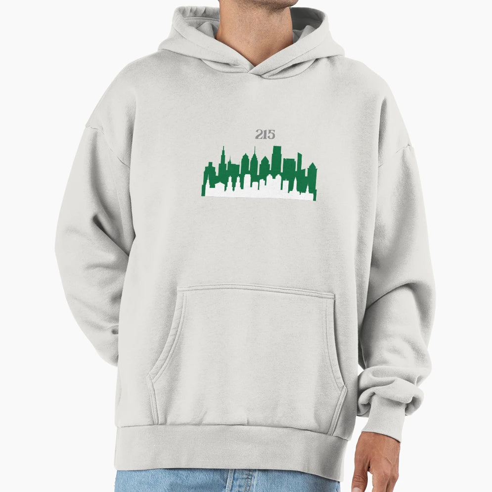 Philadelphia 215 Kelly Green Football Hoodie - Trendy Graphic Unisex - T-Shirt, Sweatshirt, Hoodie